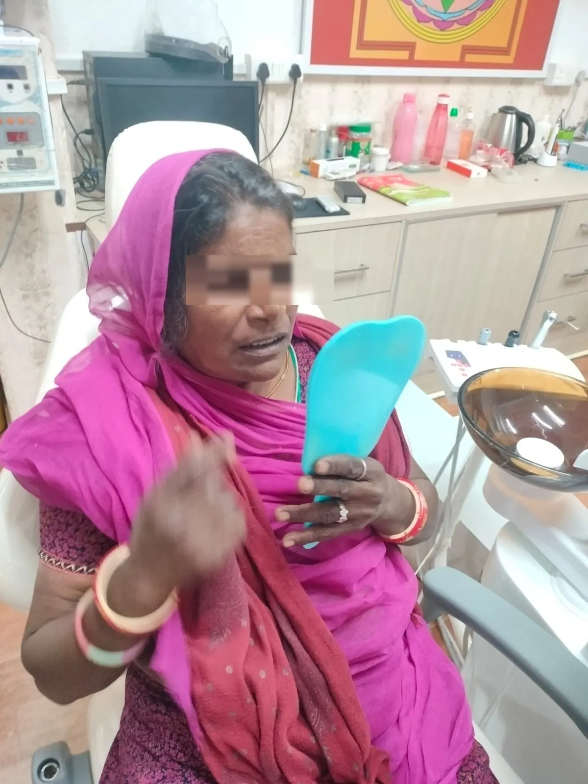 Patient seated in the dental chair before treatment at MS Udaipur Dental Clinic